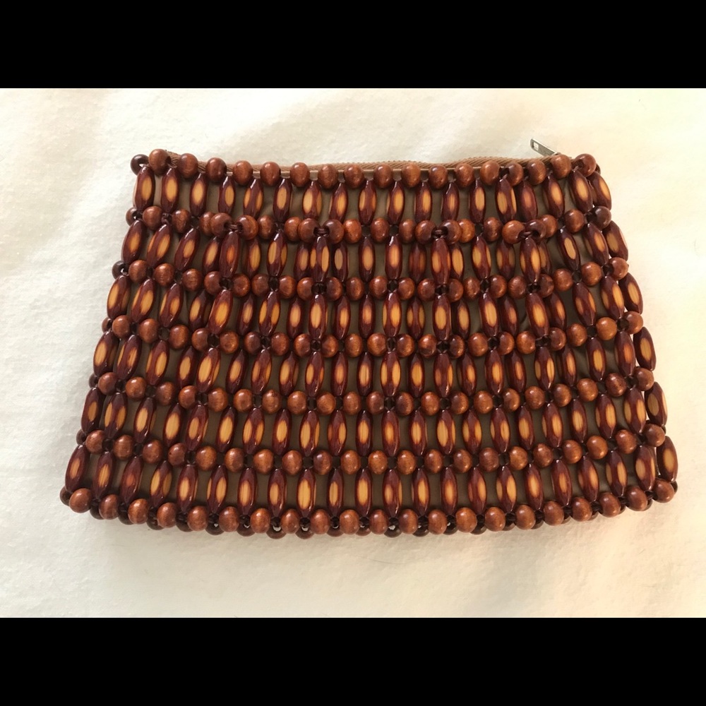 Wood Bead Clutch Purse